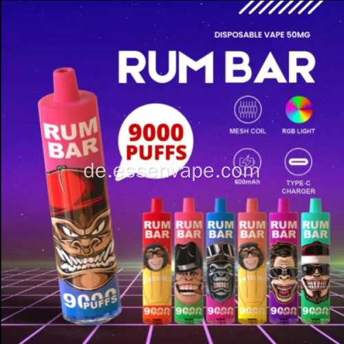 Schweiz Rum Bar 9000 Puffs Großhandel Vape